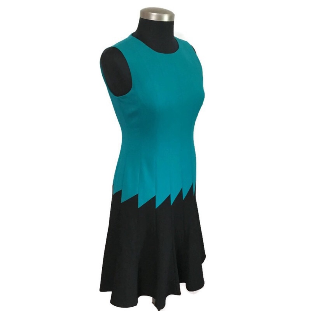 Calvin Klein Teal and Black ZigZag Dress Size 4